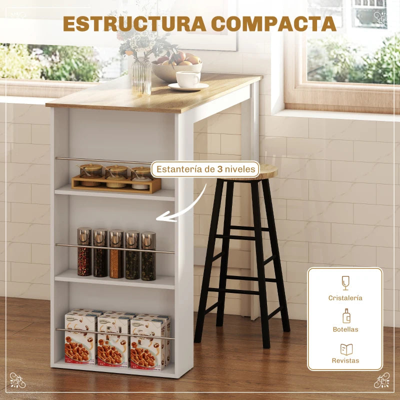 Estantes de la mesa Provence con vajilla y botellas ordenadas