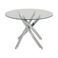 Mesa redonda Malibu con tapa de cristal templado y estructura tubular cromada