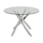 Mesa redonda Malibu con tapa de cristal templado y estructura tubular cromada