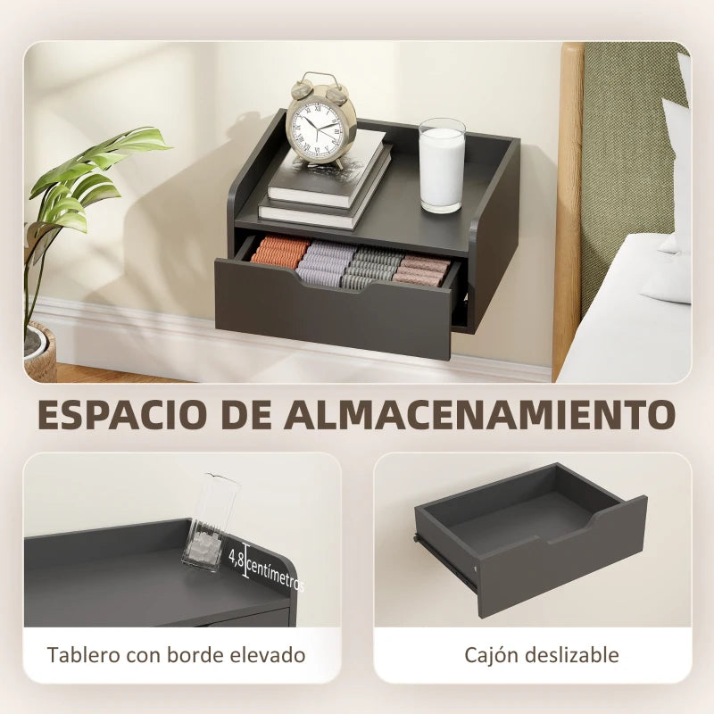 Encimera con bordes elevados de la mesita de noche con una lámpara