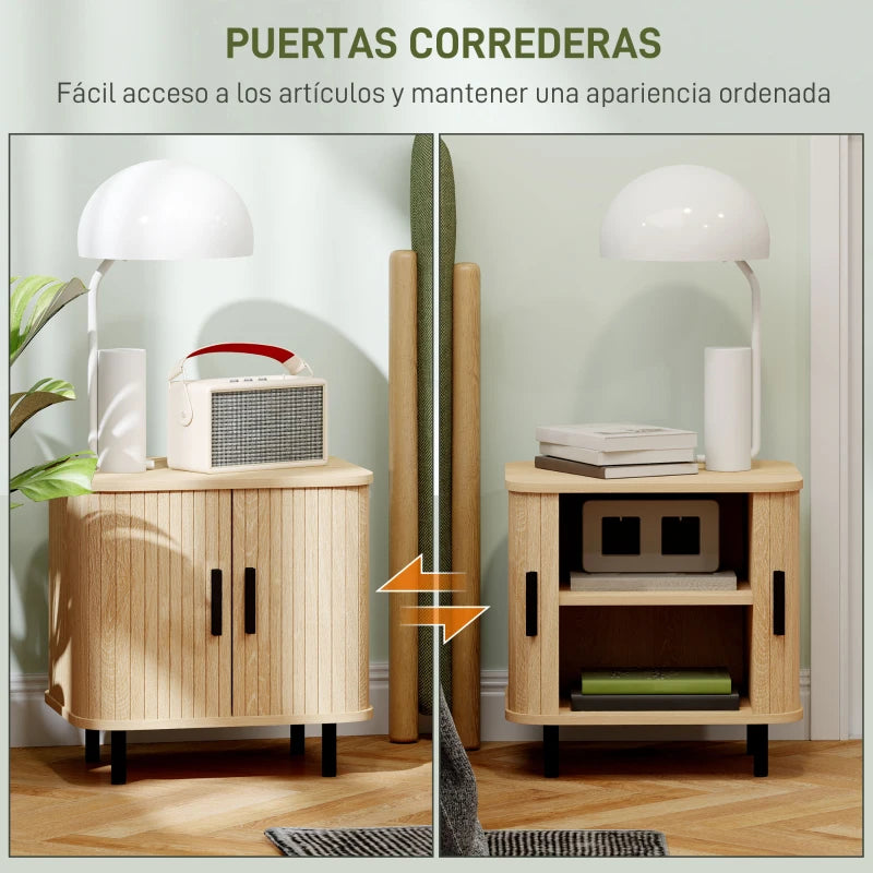 Detalle de las puertas correderas de la mesita de noche