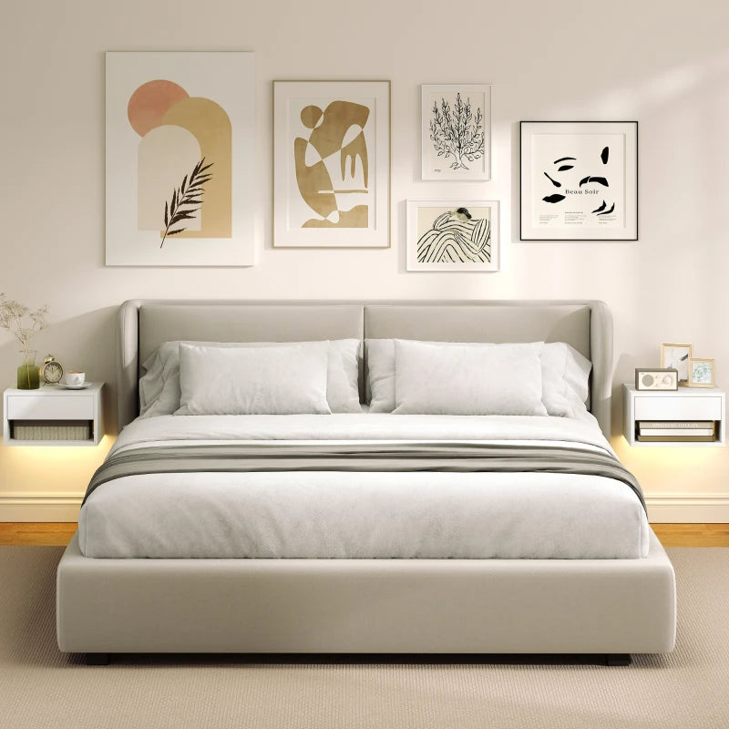 Dormitorio iluminado con la luz LED de las mesitas Miami