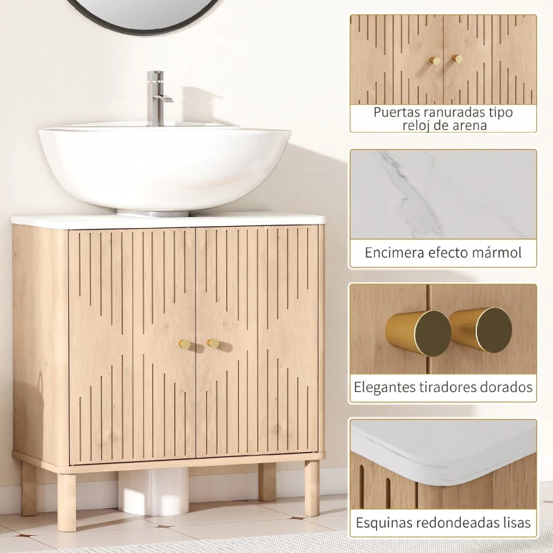 Detalle de la encimera efecto mármol del mueble Ambrosel