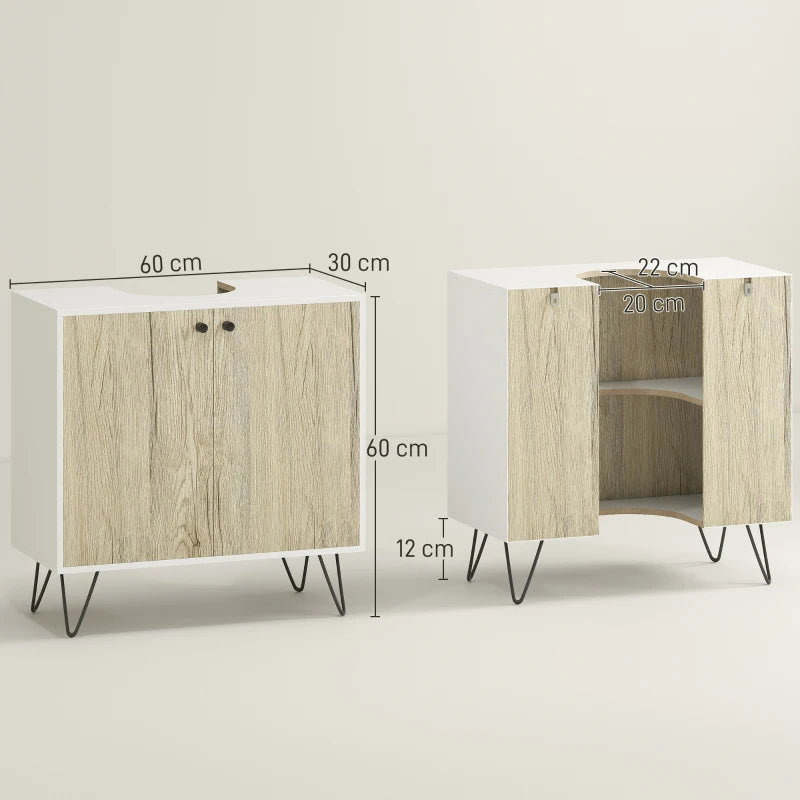 Esquema de medidas del mueble bajo lavabo: 60 cm de ancho, 30 cm de fondo y 60 cm de alto