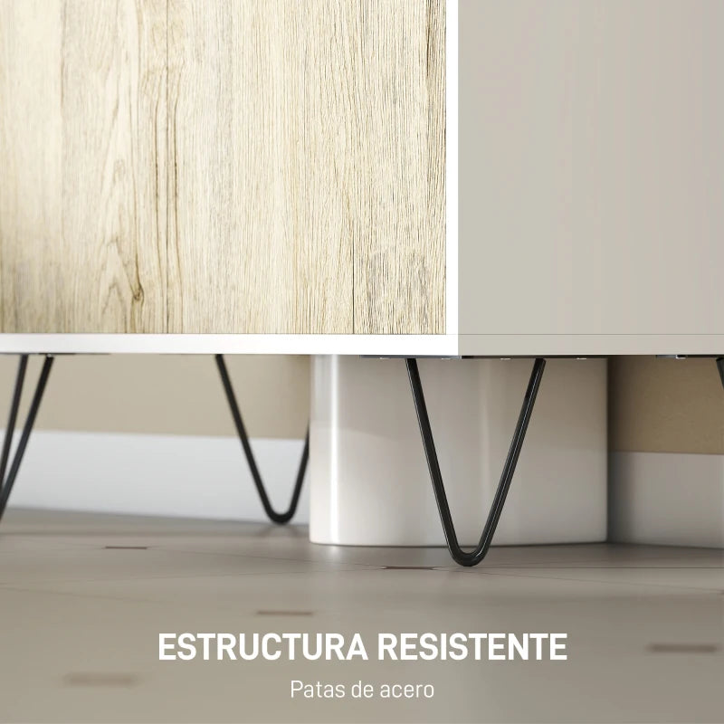 Patas de acero negro en horquilla que elevan el mueble del suelo