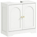 Mueble bajo lavabo Arcelune blanco con puertas en arco y pomos dorados