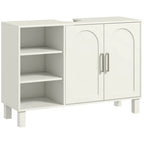 Mueble bajo lavabo Vellaine en crema con estantes abiertos y puertas con arco