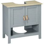 Mueble bajo lavabo Halvard en gris con sobre de madera natural