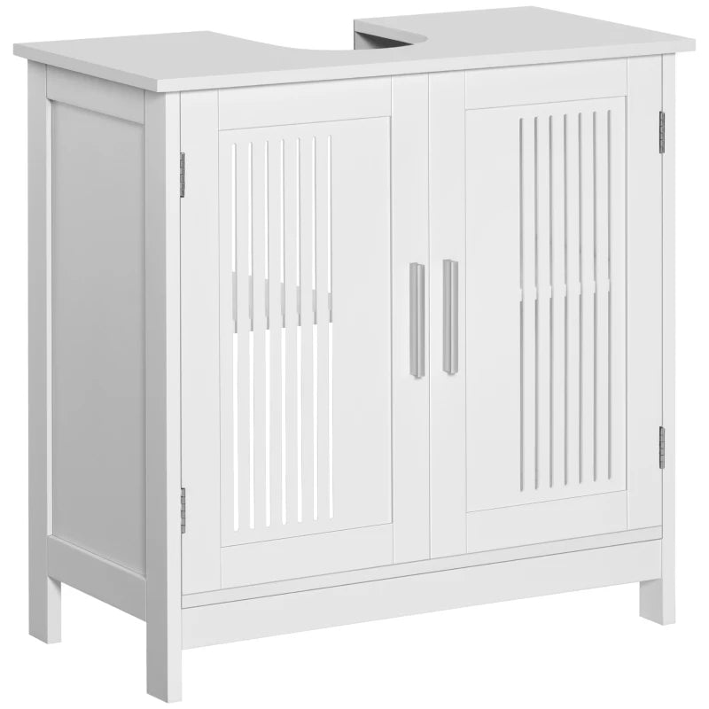 Mueble bajo lavabo Lattimer blanco con puertas ranuradas ventiladas