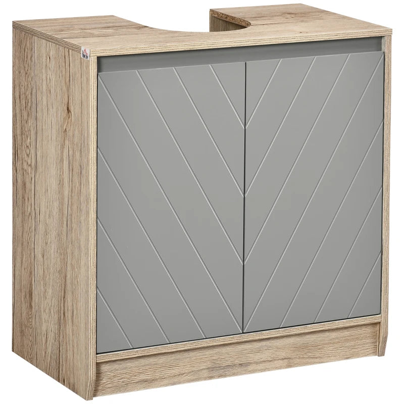 Mueble bajo lavabo Thornewick con estructura de roble y puertas grises