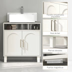 Armario de 2 puertas del mueble bajo lavabo Bibury abierto mostrando el interior