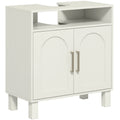Mueble bajo lavabo Bibury en blanco crema con 2 puertas en un baño moderno