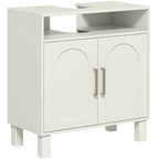 Mueble bajo lavabo Bibury en blanco crema con 2 puertas en un baño moderno