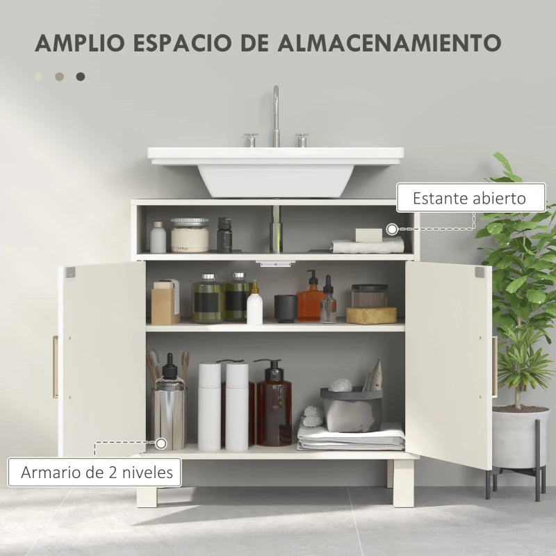 Estante abierto del mueble bajo lavabo Bibury con productos de baño