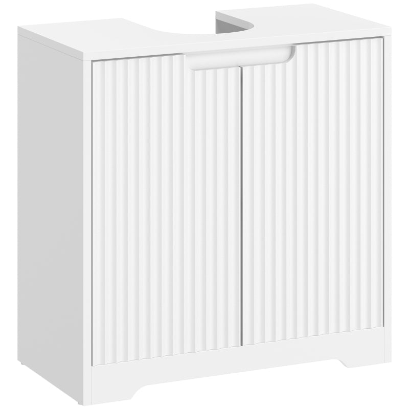 Mueble bajo lavabo Bouillon blanco acanalado en un baño moderno
