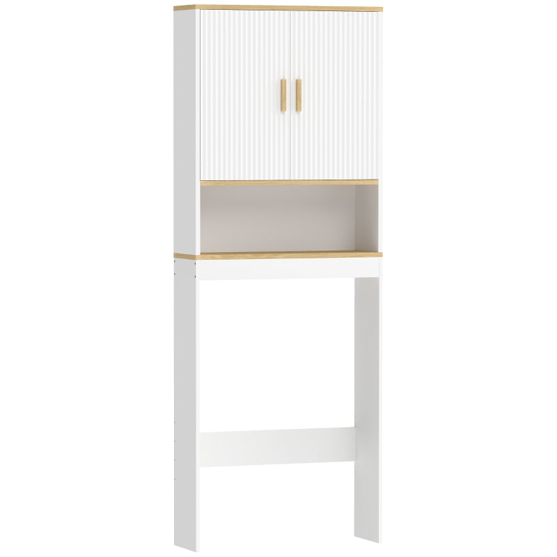Mueble Inodoro Zascandil blanco y roble con armario y estante abierto