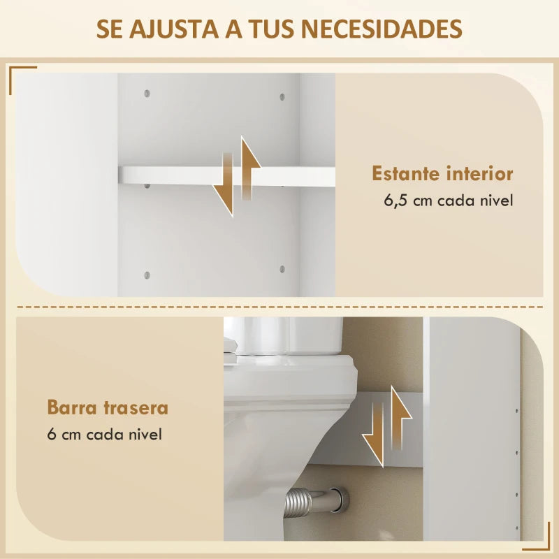 Interior del armario con los tres niveles ajustables del Mueble Inodoro Zascandil