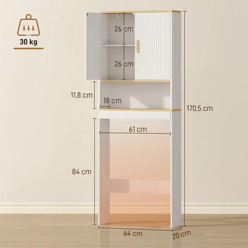 Plano técnico con las medidas del Mueble Inodoro Zascandil 64x20x170,5 cm