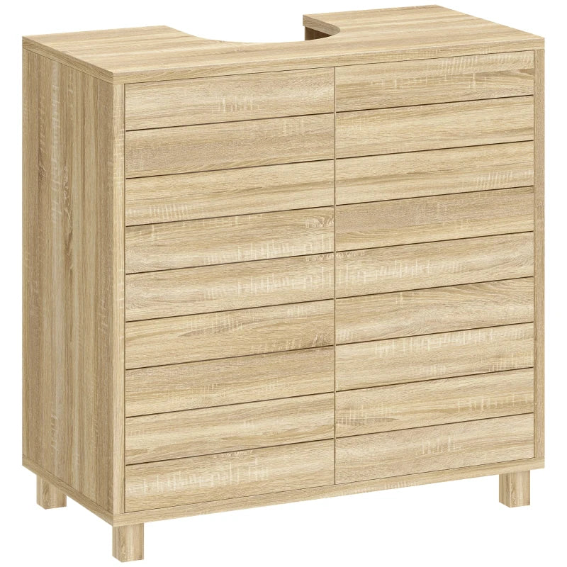 Mueble bajo lavabo Helsinki en madera natural con puertas de listones