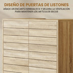 Detalle de las puertas de listones del mueble lavabo Helsinki