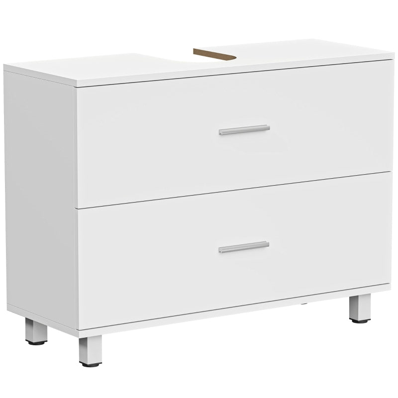 Mueble bajo lavabo Vesta en blanco visto de frente sobre fondo neutro