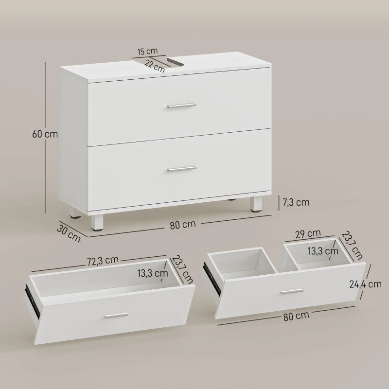 Ficha técnica con las medidas del mueble bajo lavabo Vesta