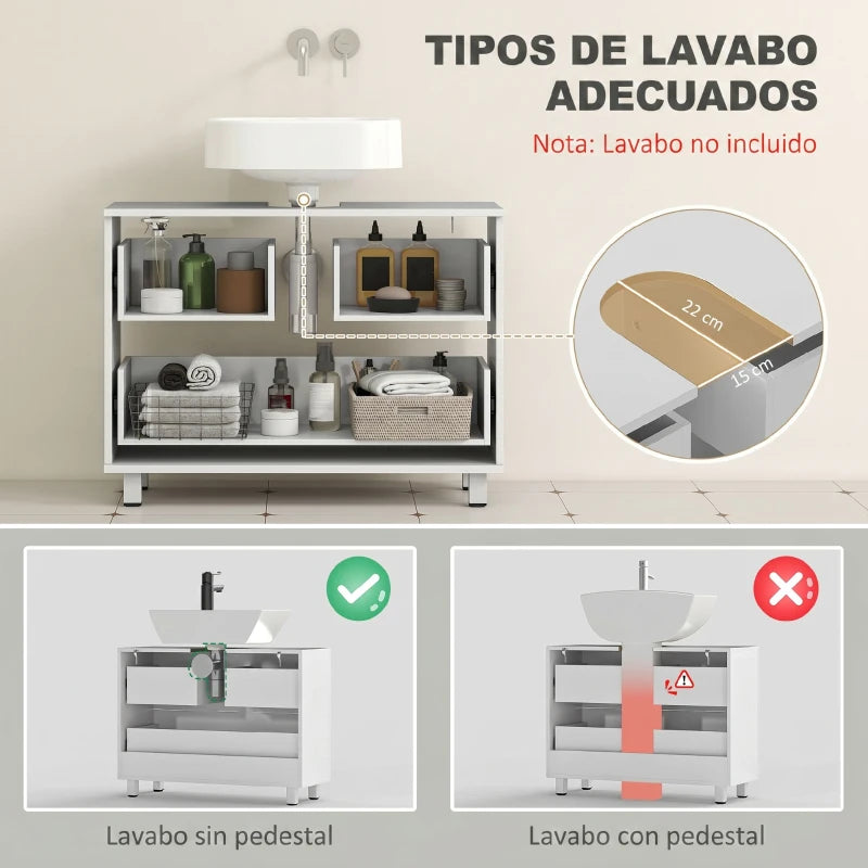 Detalle del recorte en U preparado para lavabos sin pedestal