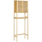 Mueble de Bambú Melgar sobre Inodoro 173 cm Natural con 2 Puertas de Lamas, Estante Ajustable y Balda Abierta