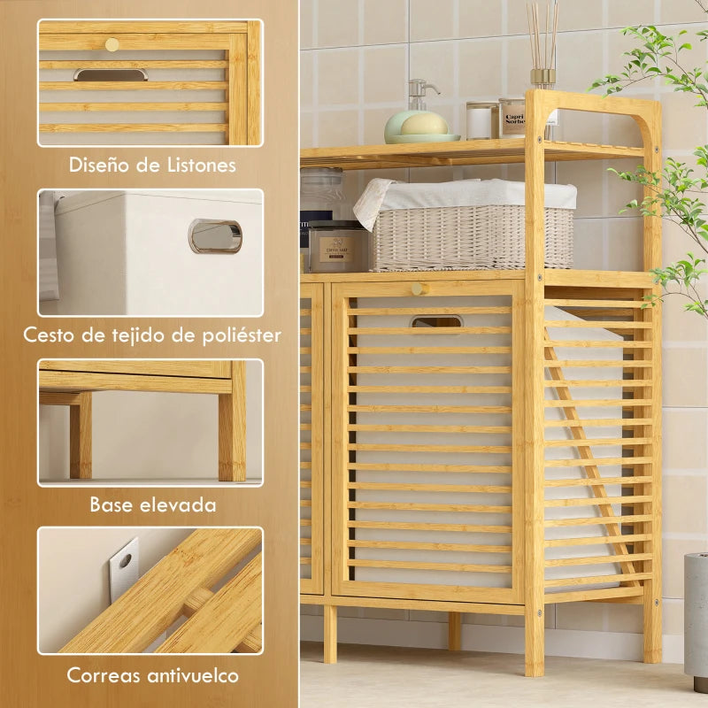 Diseño con lamas de bambú que favorece la ventilación de la ropa