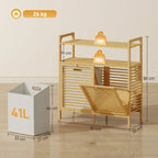 Esquema de medidas del mueble para ropa sucia de bambú: 82x33x88 cm