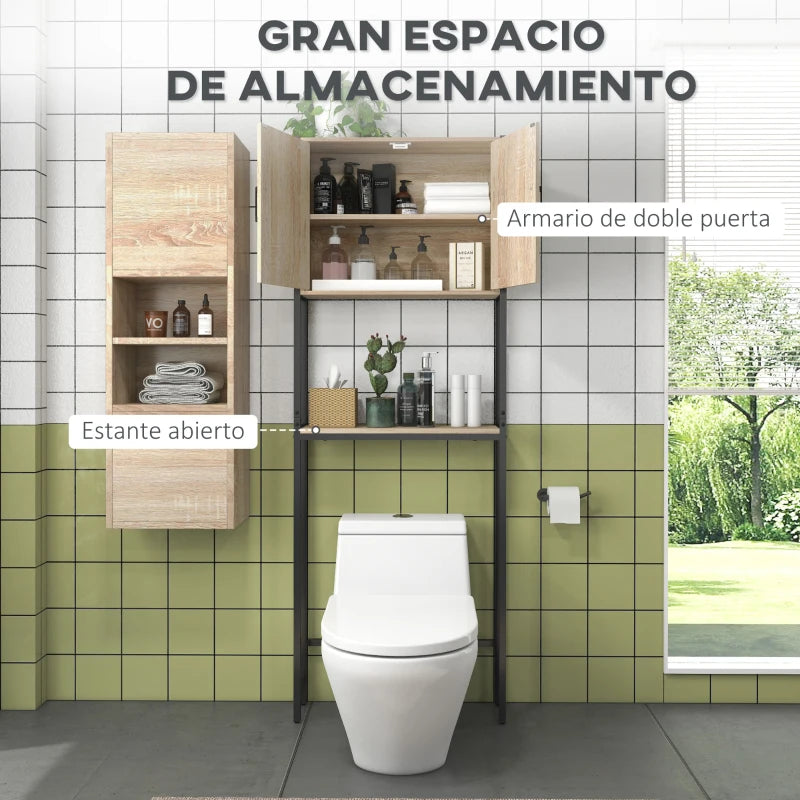Balda abierta para tener a mano toallas y papel higiénico