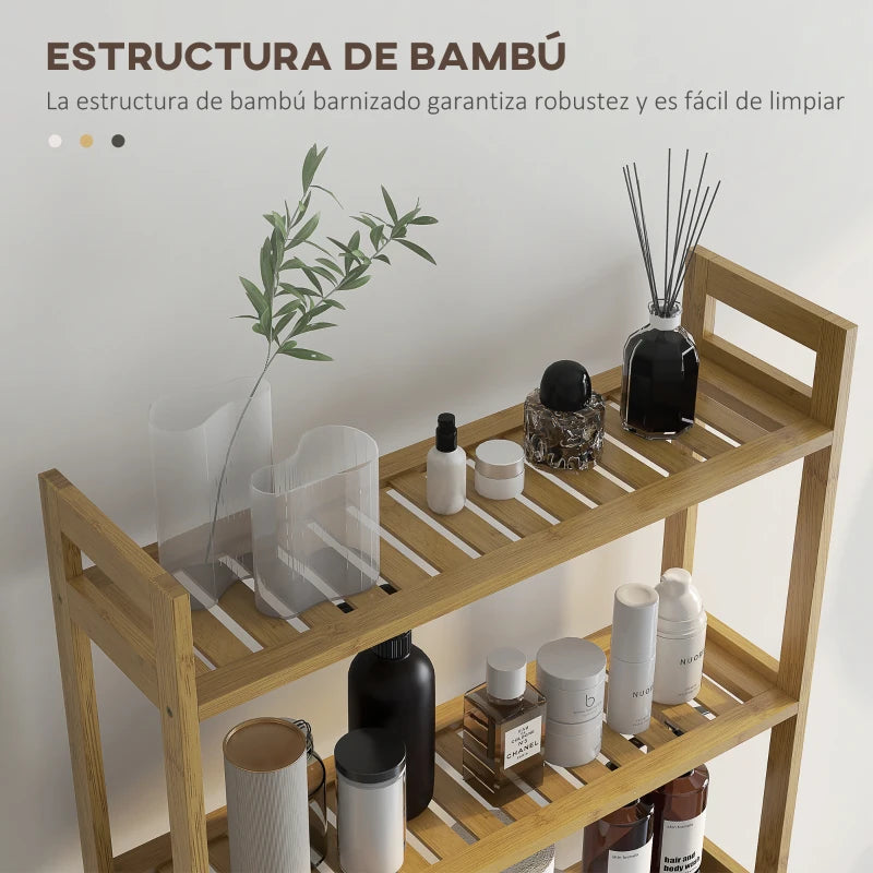 Estantes de listones de bambú que favorecen la circulación del aire
