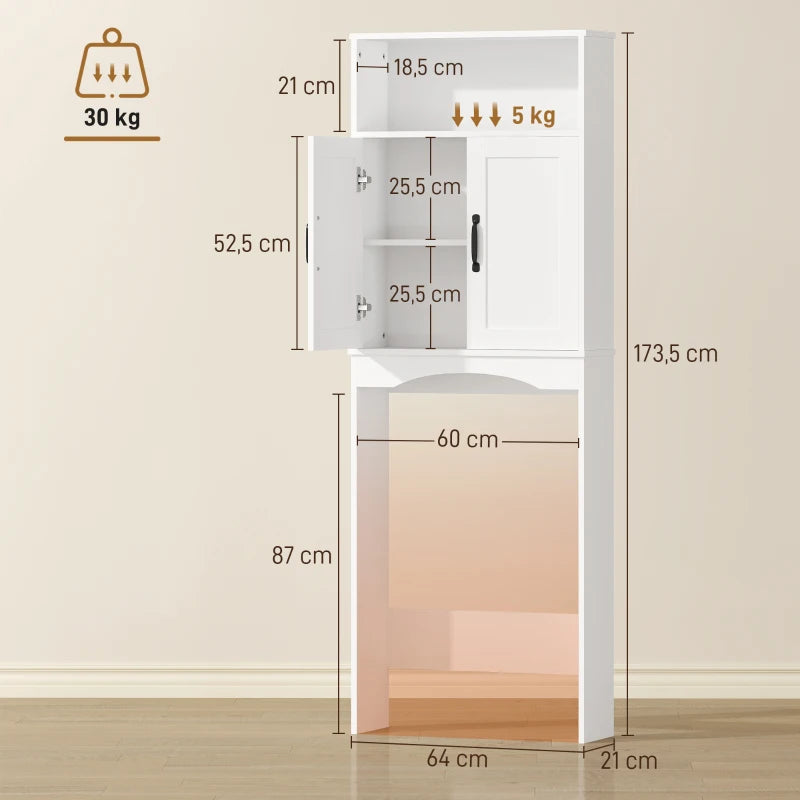 Diagrama de medidas del mueble sobre inodoro Tiedra en centímetros