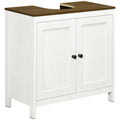 Mueble bajo lavabo Torgny en blanco y madera en un baño moderno