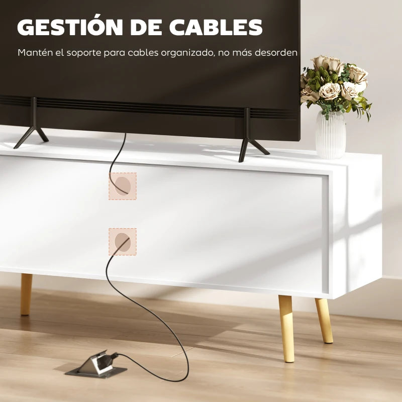 Orificio pasacables trasero del mueble de televisión para organizar cables