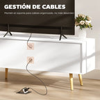 Orificio pasacables trasero del mueble de televisión para organizar cables