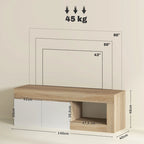 Esquema de medidas del mueble de TV: 140x40x48 cm