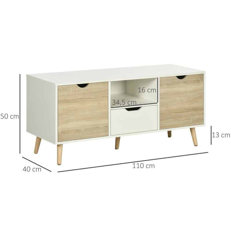 Diagrama con las medidas del mueble de TV de 110x40x50 cm
