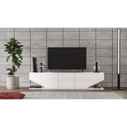 Mueble TV Aurora bajo un televisor en un salón luminoso y moderno