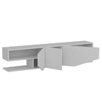 Vista lateral del mueble TV Aurora con su perfil bajo de 40 cm