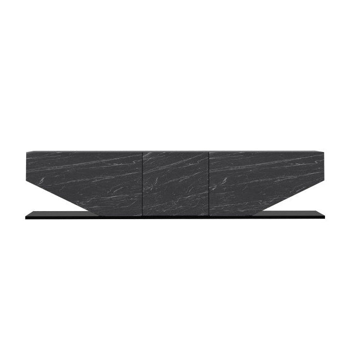 Mueble TV Eclipse bajo efecto mármol negro de 180 cm con tres puertas