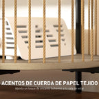 Detalle de la cuerda de papel trenzada a mano del mueble de TV