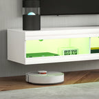 Detalle del acabado de alto brillo blanco del mueble de TV