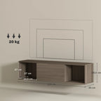 Esquema de medidas del mueble tv de pared Shelfthorn: 120 cm de ancho, 30 cm de fondo, 29,5 cm de alto