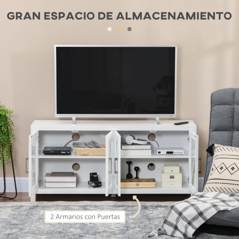 Vista del armario interior del mueble de TV con balda regulable