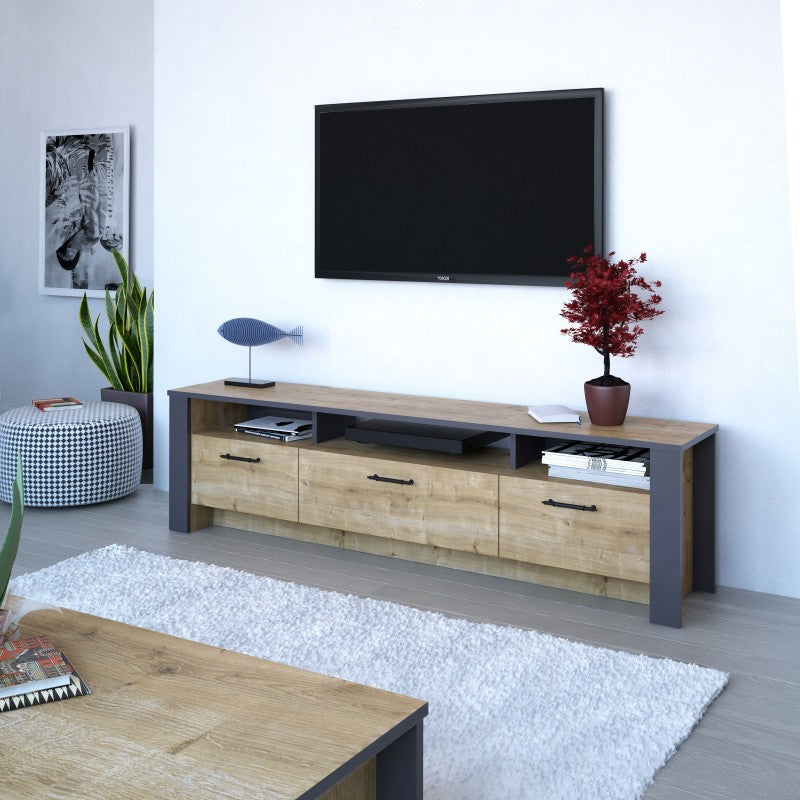 Mueble TV Fiordo con televisor en un salón de estilo nórdico