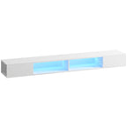 Mueble de TV flotante Mueble TV Brixton blanco con luces LED y estantes