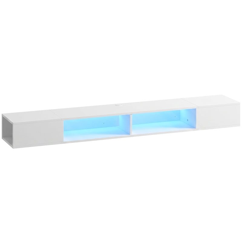 Mueble de TV flotante Mueble TV Brixton blanco con luces LED y estantes