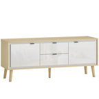 Mueble de TV moderno Mueble TV Nórvel blanco y roble con puertas y cajones