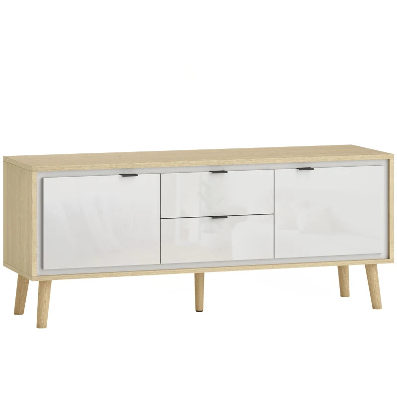 Mueble de TV moderno Mueble TV Nórvel blanco y roble con puertas y cajones